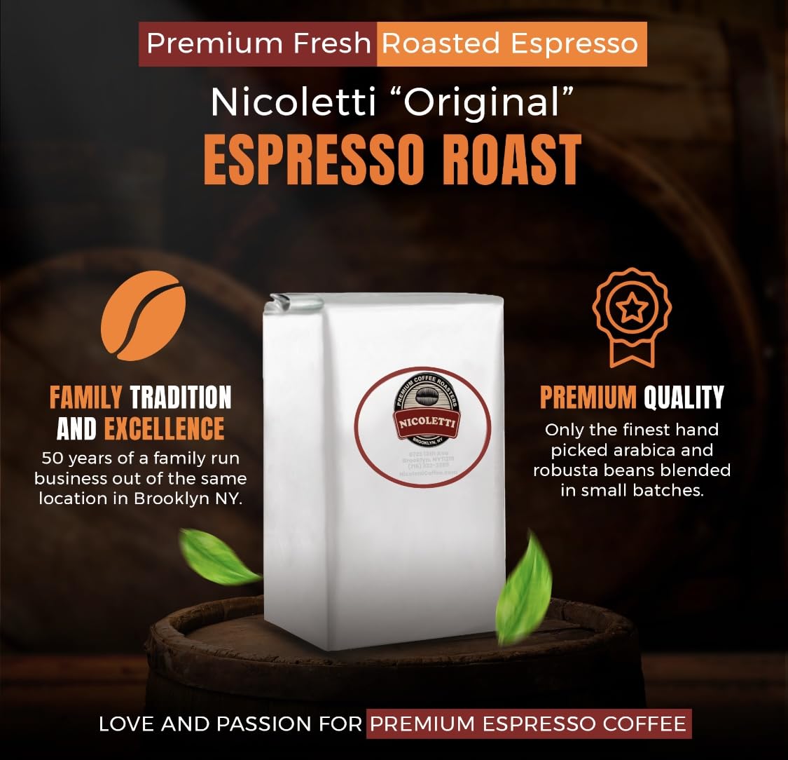 Nicoletti Coffee ''Original'' Espresso Roast Beans 2.20Lb (Pack Of 3) (Made In Brooklyn Ny Since 1972) Fresh Roasted Espresso Wi