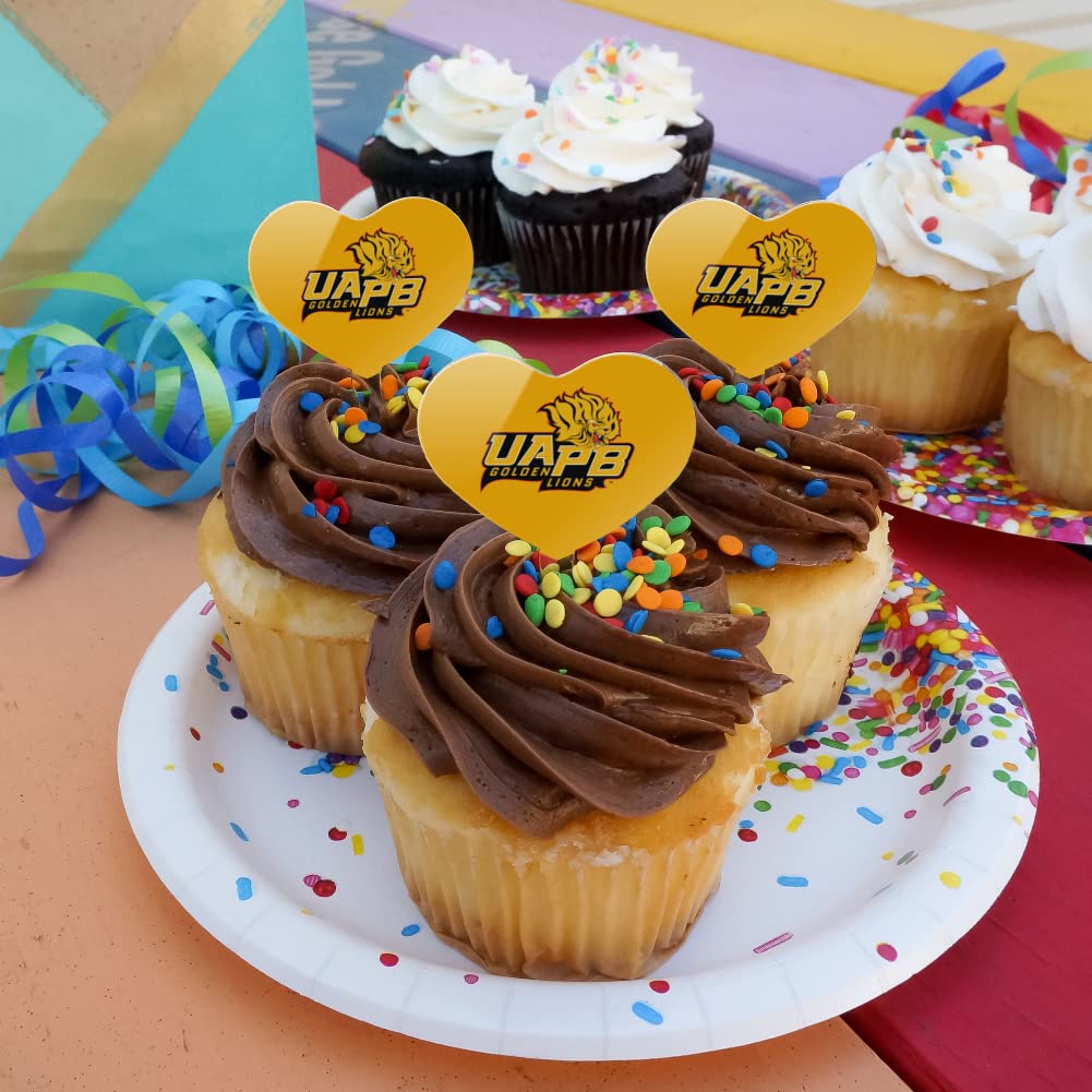 GRAPHICS & MORE Cupcake Picks Set of 6, Heart Decoration, Acrylic, One Size, University of Arkansas at Pine Bluff