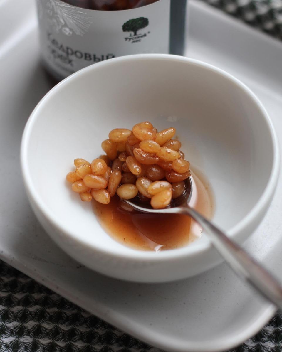 RUSSIAN FOREST Siberian Pine Nuts in Pine Cone Syrup, Natural Dessert, 220g/7.76oz