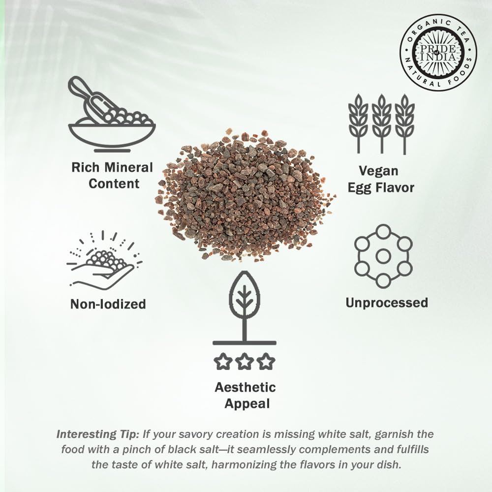 Pride Of India - Himalayan Black Salt - Coarse Grind, 1 Pound (16oz) Jar - Kala Namak - Contains 84+ Minerals - Use in grinders,