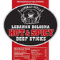 Buffalo Bills Hot & Spicy Lebanon Bologna Sticks, 16 Ounces, Pennsylvania Dutch Beef Snack