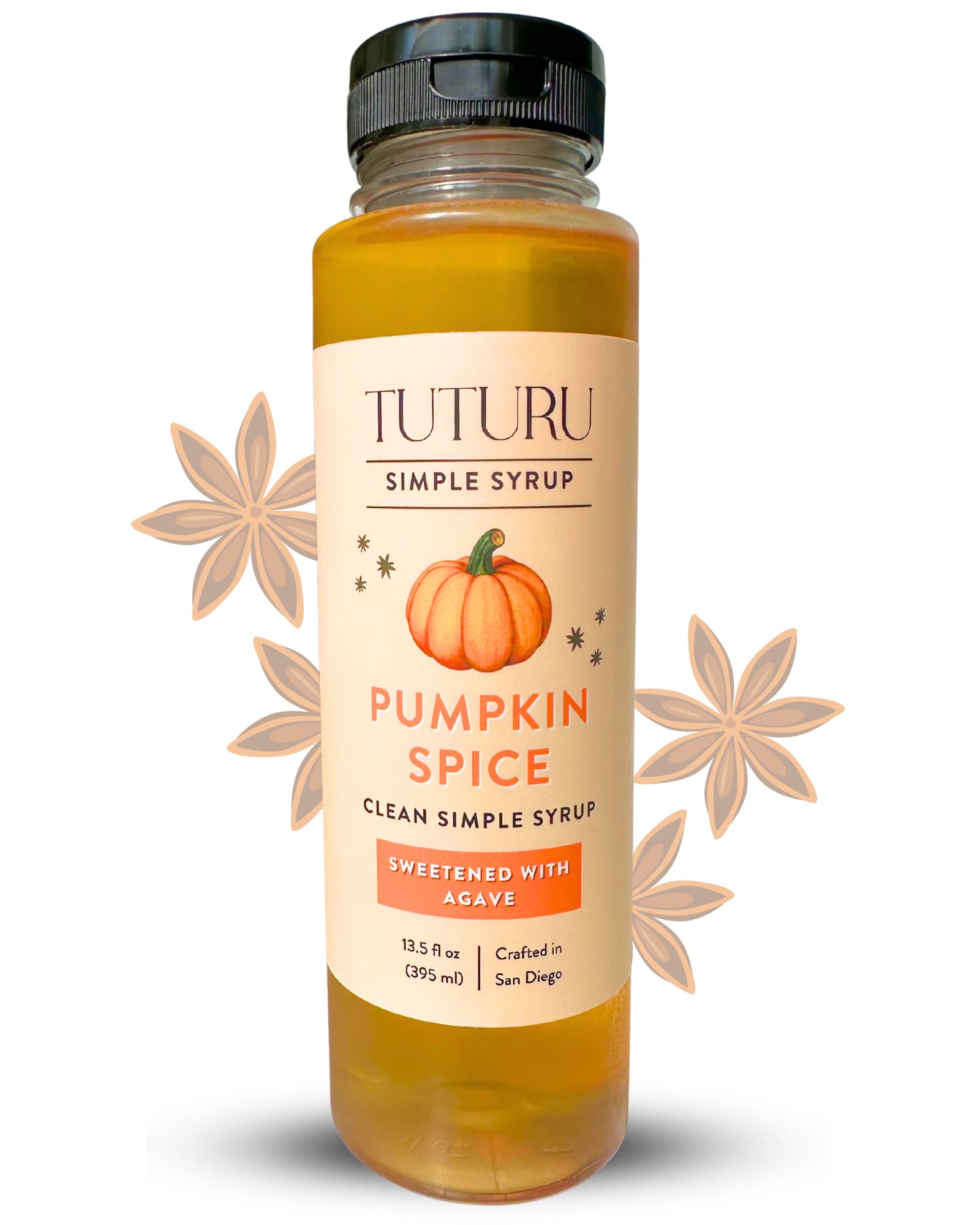 Pumpkin Spice Agave Simple Syrup for Coffee  Cocktails  Matcha - Sweetened with Agave Nectar - Infused with Real Pumpkin Spices - 13.5 oz