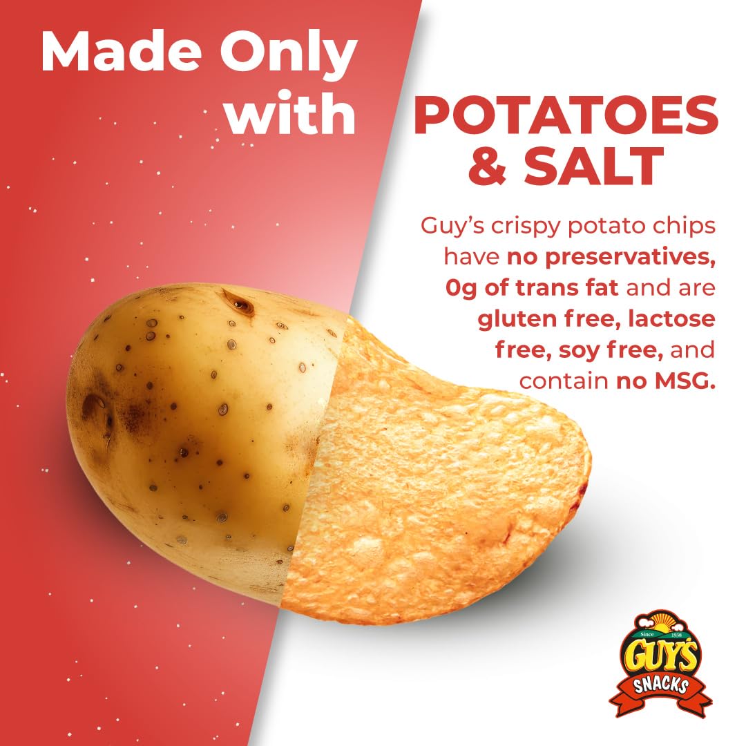 Guys Bbq Potato Chips - Healthy & Salty Snacks W/A Unique Blend Of Spices - Natural Potato Snack Chips -Tasty Snack Pack Chips -