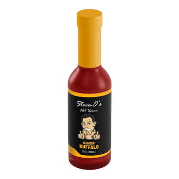 Steve-O's Bangin' Buffalo Sauce | Creamy & Spicy Hot Red Sauce for Wings, BBQ, Veggies, Burgers & Eggs | 5 fl oz (12-Pack)