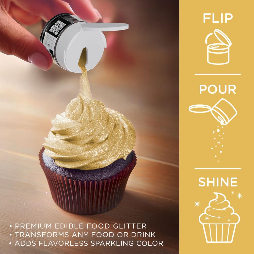Bakell - Royal Gold Tinker Dust (5G, 1X Jar) Edible Glitter For Food, Desserts, And Beverages!