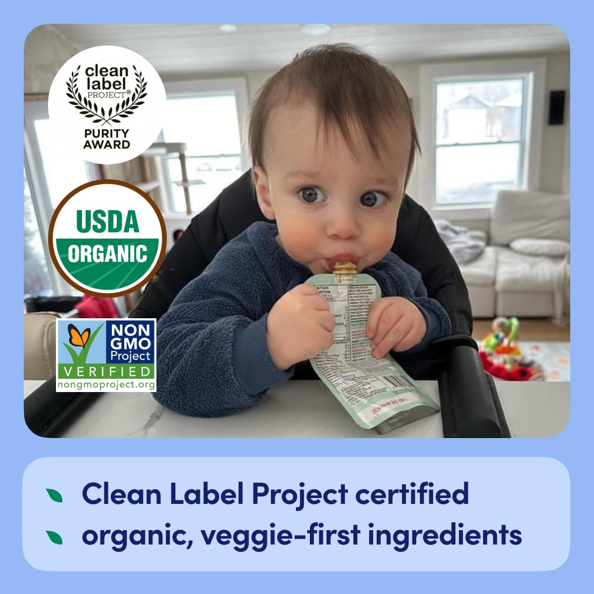 Cerebelly Organic Baby Food Pouches - 6+ Months Organic Dairy-Free Smoothie Pouches | No Added Sugar, Fiber, Non-Gmo | Toddler P