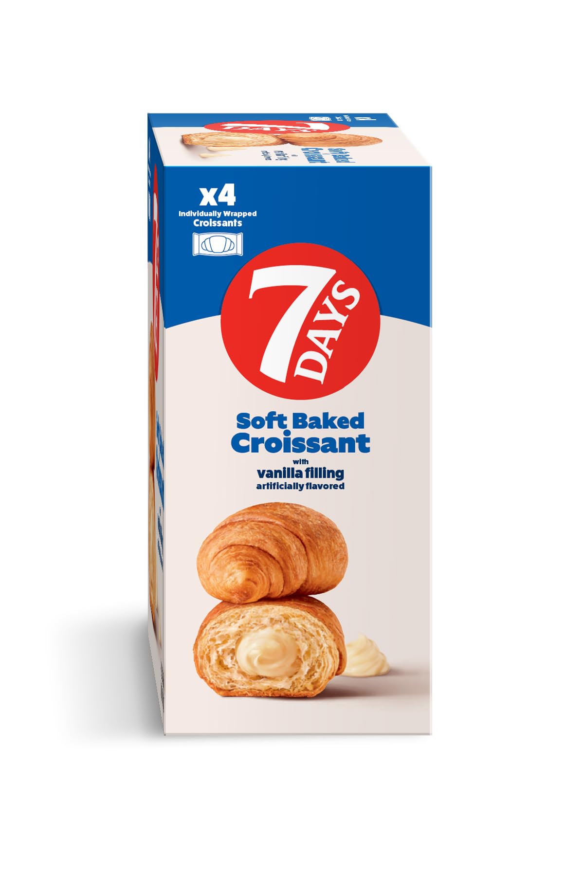 7Days Soft Croissant Multipacks (16 Pack), Vanilla, 4 Boxes, Non-Gmo Breakfast Pastry (2.12Oz, Pack Of 16)