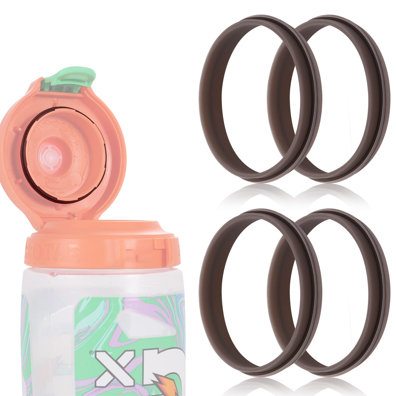 4Pcs Replacement Gasket Compatible With Gatorade Water Bottle, Silicone Lid Seal Replacement For 30 Oz Gatorade Gx Bottle Rubber