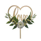 Wedding Cake Topper - Rustic Theme For Bridal Shower Engagement Anniversary Party Decoration , Personalized Heart Shaped , Woode