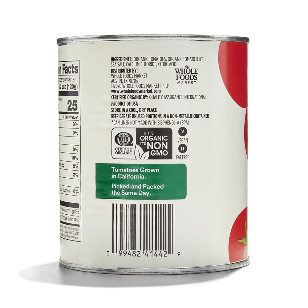 365 By Whole Foods Market, Tomatoes Whole Peeled Organic, 28 Ounce
