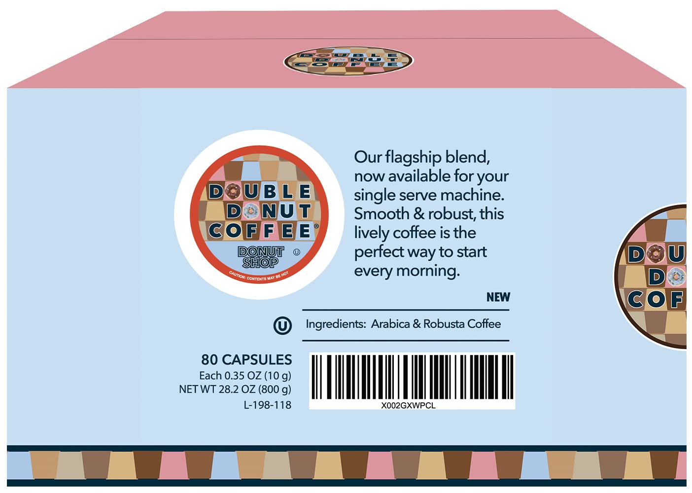 Double Donut Coffee Pods, Medium Roast Blend, 80 Count Value Pack, Compatible with Keurig K Cup Brewer