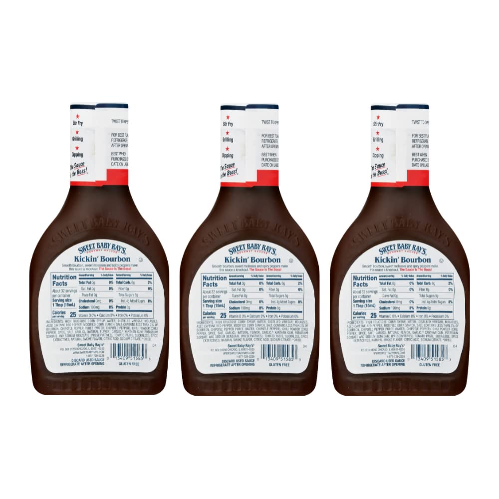 Sweet Baby Rays Kickin spirit-inspired flavor Sauce and Marinade, 16 Fl Oz, Pack of 3