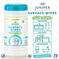 Juniper Clean 1 Pack Surface Cleaning Wipes With Bleach, All-Purpose Cleaner For Bathroom, Kitchen, Office, 75 Count Canister, F