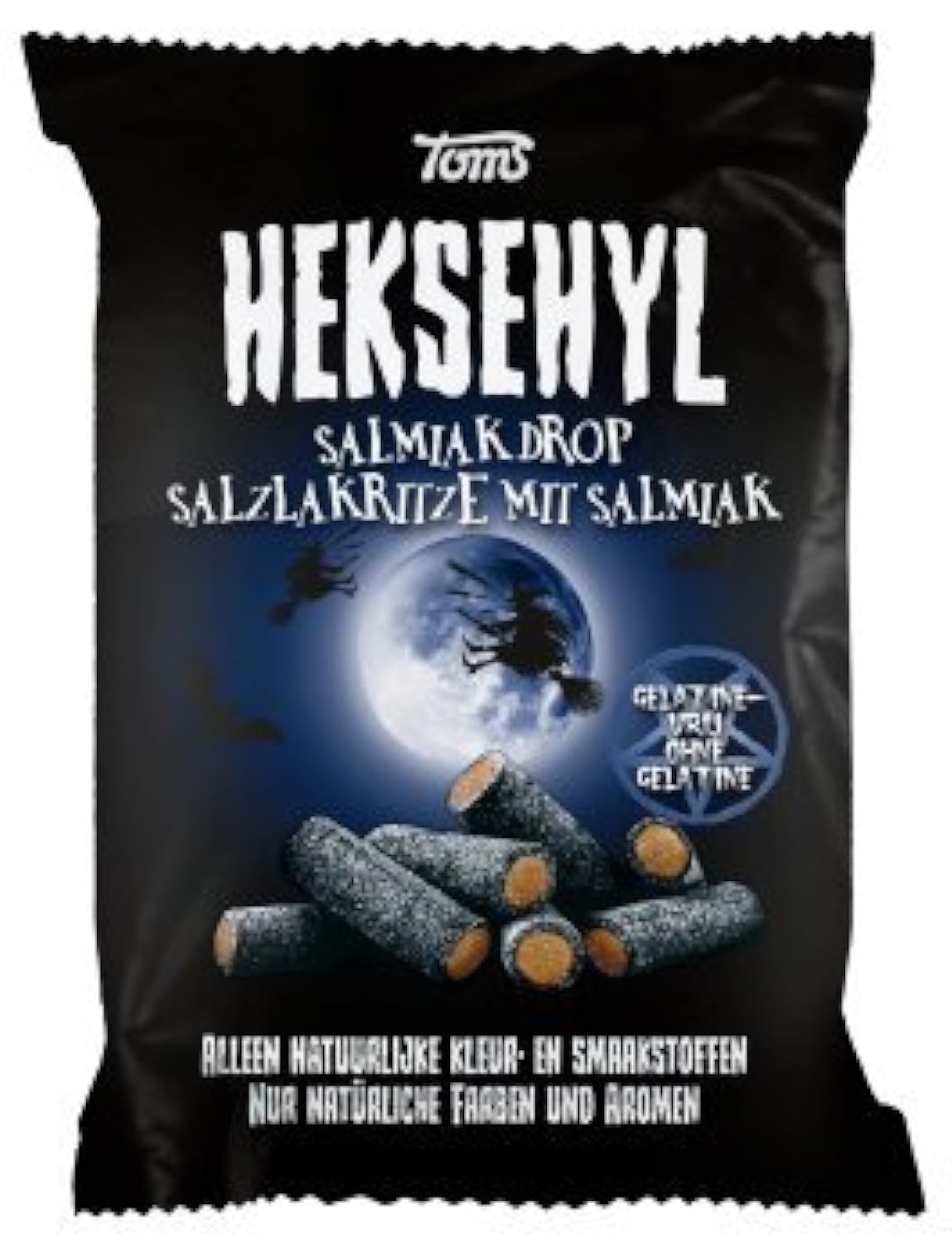 Licorice In Bag - Pingvin Tom Heksehyl Zout (Zoute Salmiak Staafjes/Salty Sticks Filled With Salmiak),10.6 Oz