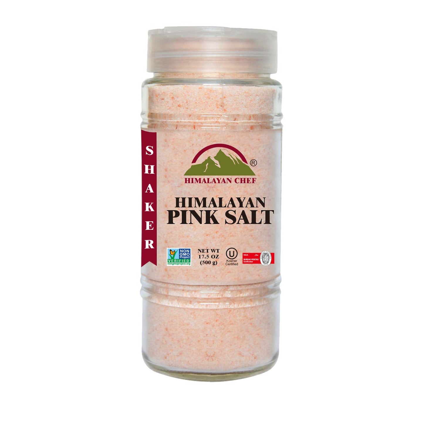 Himalayan Chef Himalayan Salt Fine Glass Shaker 17.5 Oz 1.1 Pound Pack