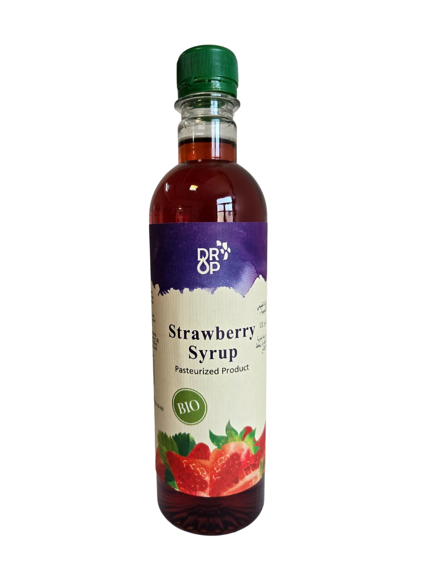 DROP Pure Organic Strawberry Flavor Bio Syrup-16.9oz (500ml), Natural 30% Concentrate Fruit Syrups,Great For Cocktails,Bevarages