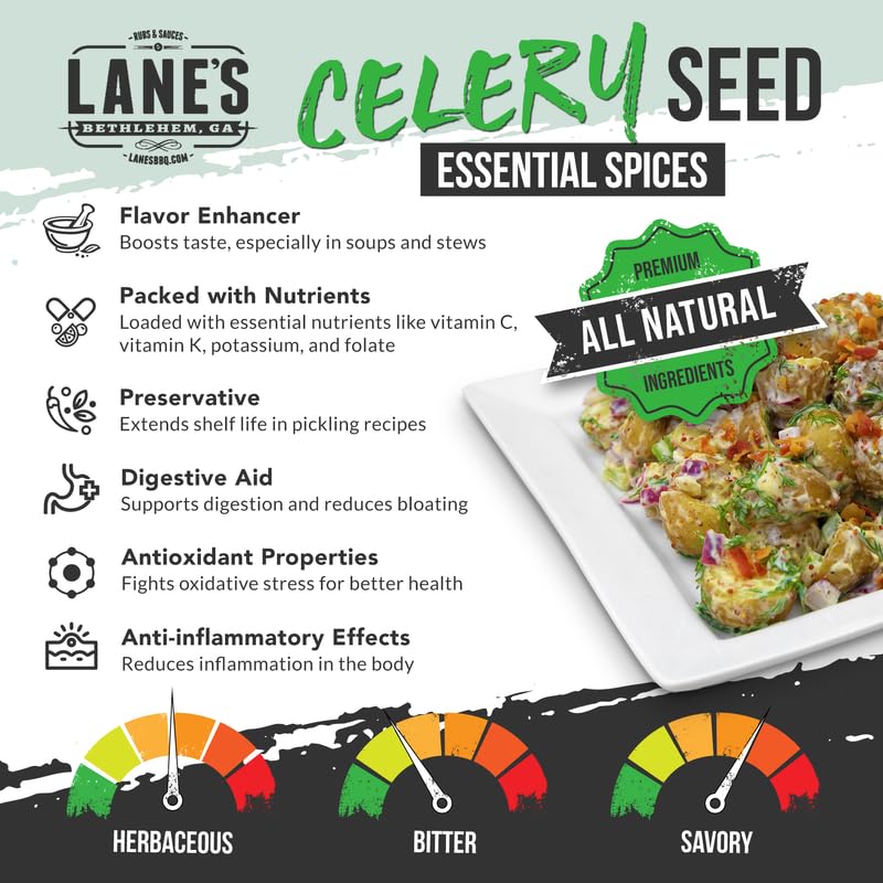 Lanes Celery Seed Seasoning, All-Natural Celery Seed Spice For a Healthier Dishes to Accommodate Meats, Veggies, Seafood, Made