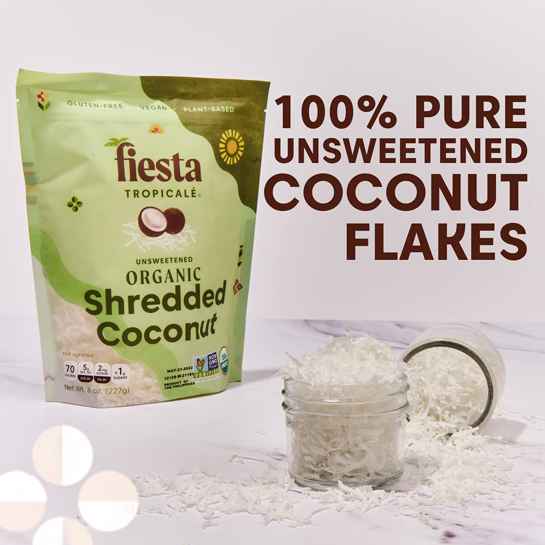 Unsweetened Coconut Flakes, 8 Oz (Pack of 3) - Raw Organic Dried Coconut Flakes, Gluten Free, Shredded Coconut Perfect for Vegan