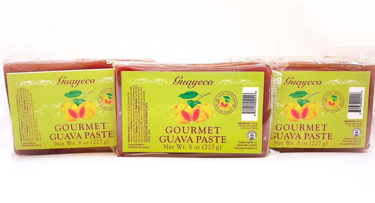 Guava Gourmet Guava Paste (8 Oz. Bar - 3 Pack), Fresh Guava Fruit Preserves, All- Natural, Non-Gmo, Vegan, Gluten And Cholestero
