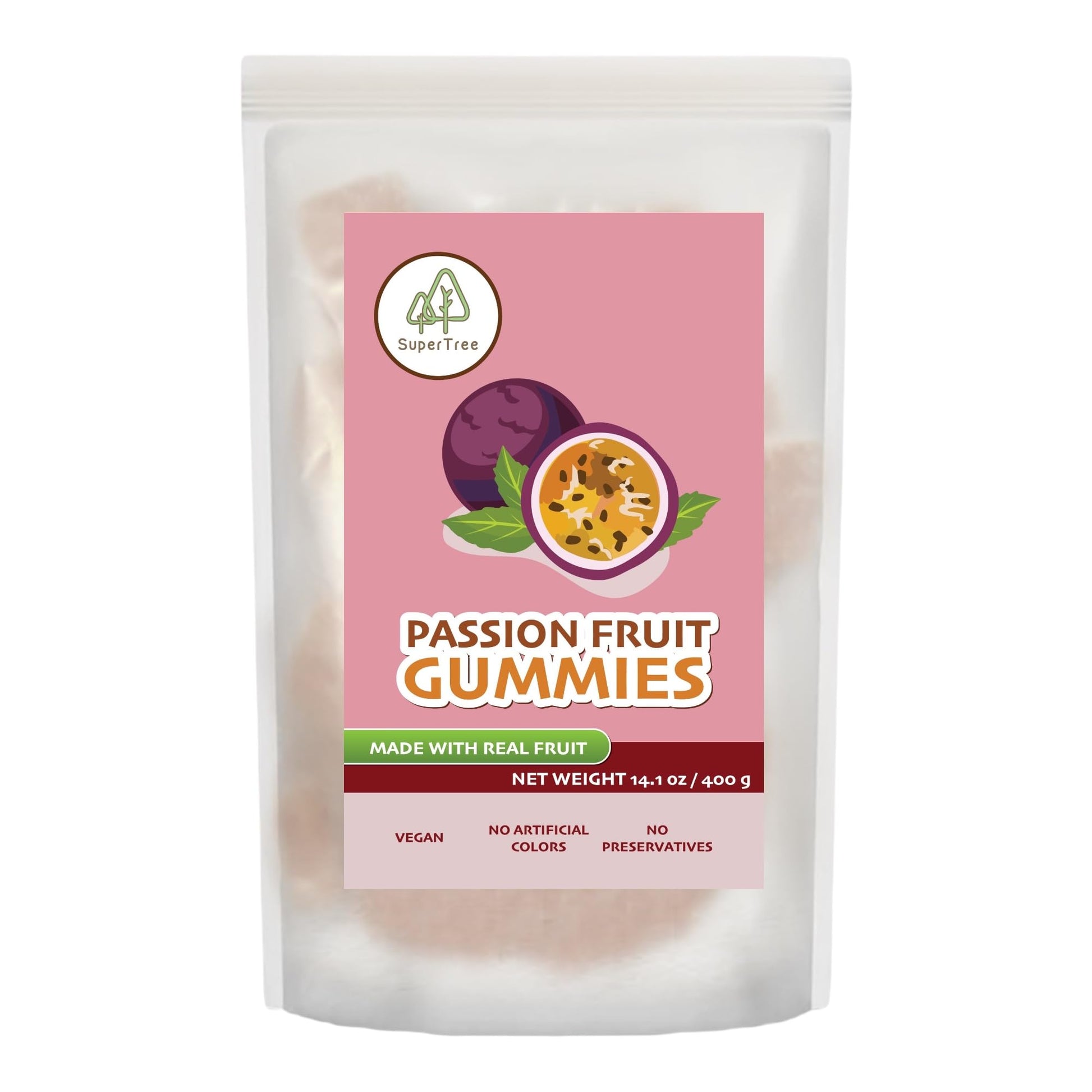 Tropical Fruit Gummies: Passion Fruit - Vegan Chewy Candy Made with Real Fruit, No Preservatives, Exotiv Flavors from Thailand -