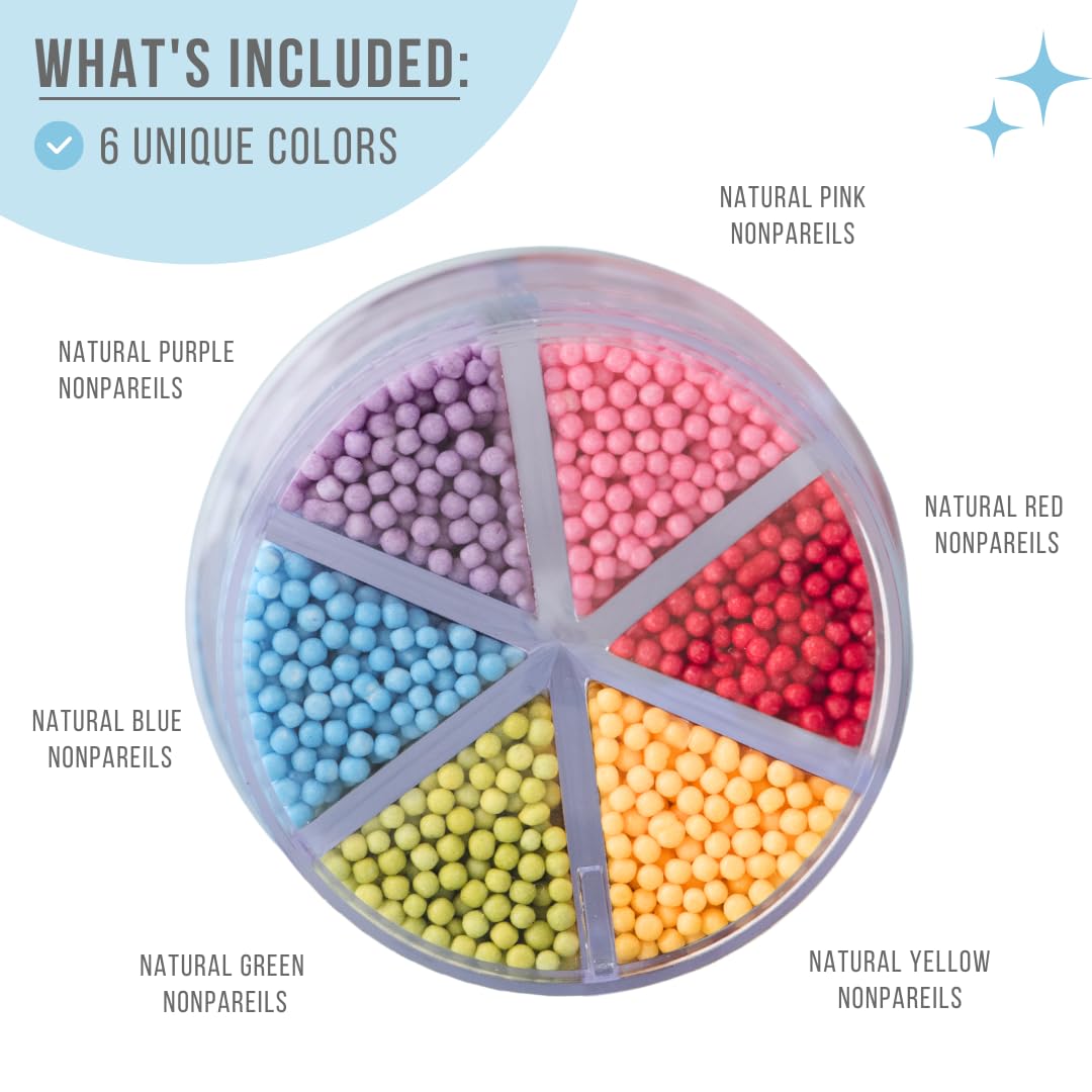Sweets Indeed Dye Free Sprinkles 6 Cell Edible Mix Nonpariels Perfect For Cake Decorations Baking Ice Cream Cookies Cupcake Topp