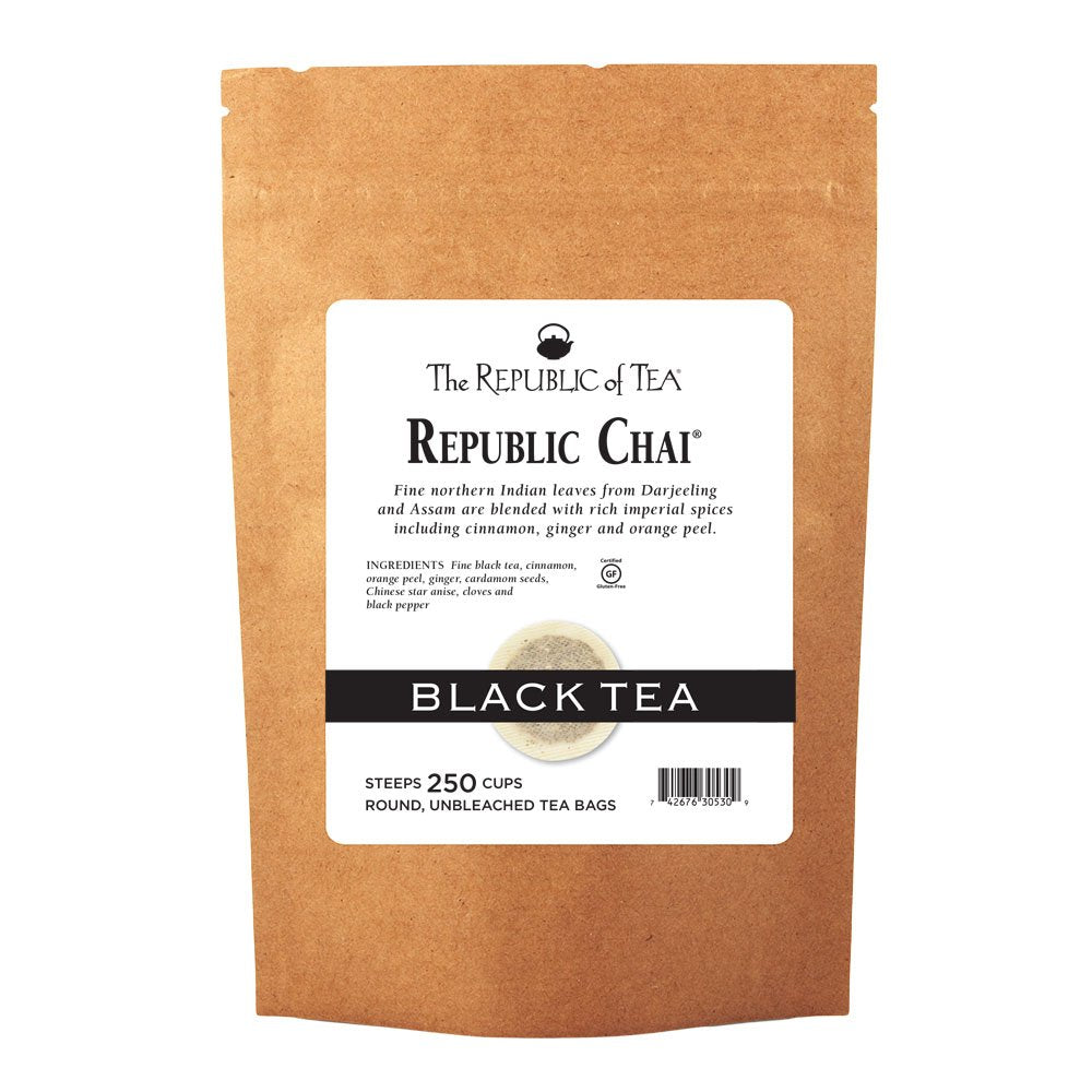 The Republic of Tea Republic Chai Black Tea, 250 Count Refill Pack, Caffeinated Tea Bags