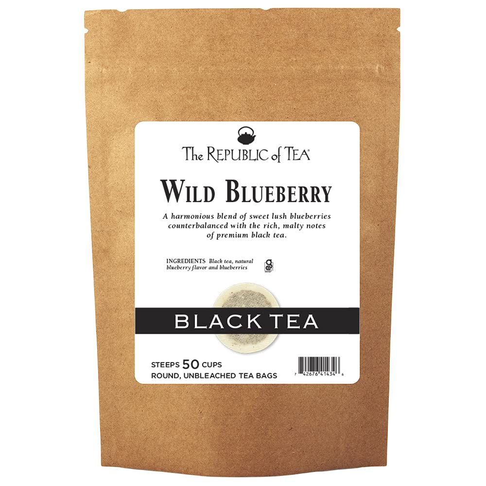 The Republic of Tea Wild Blueberry Black Tea - 50 Count Tea Bags, Rich Natural Blueberry Flavor