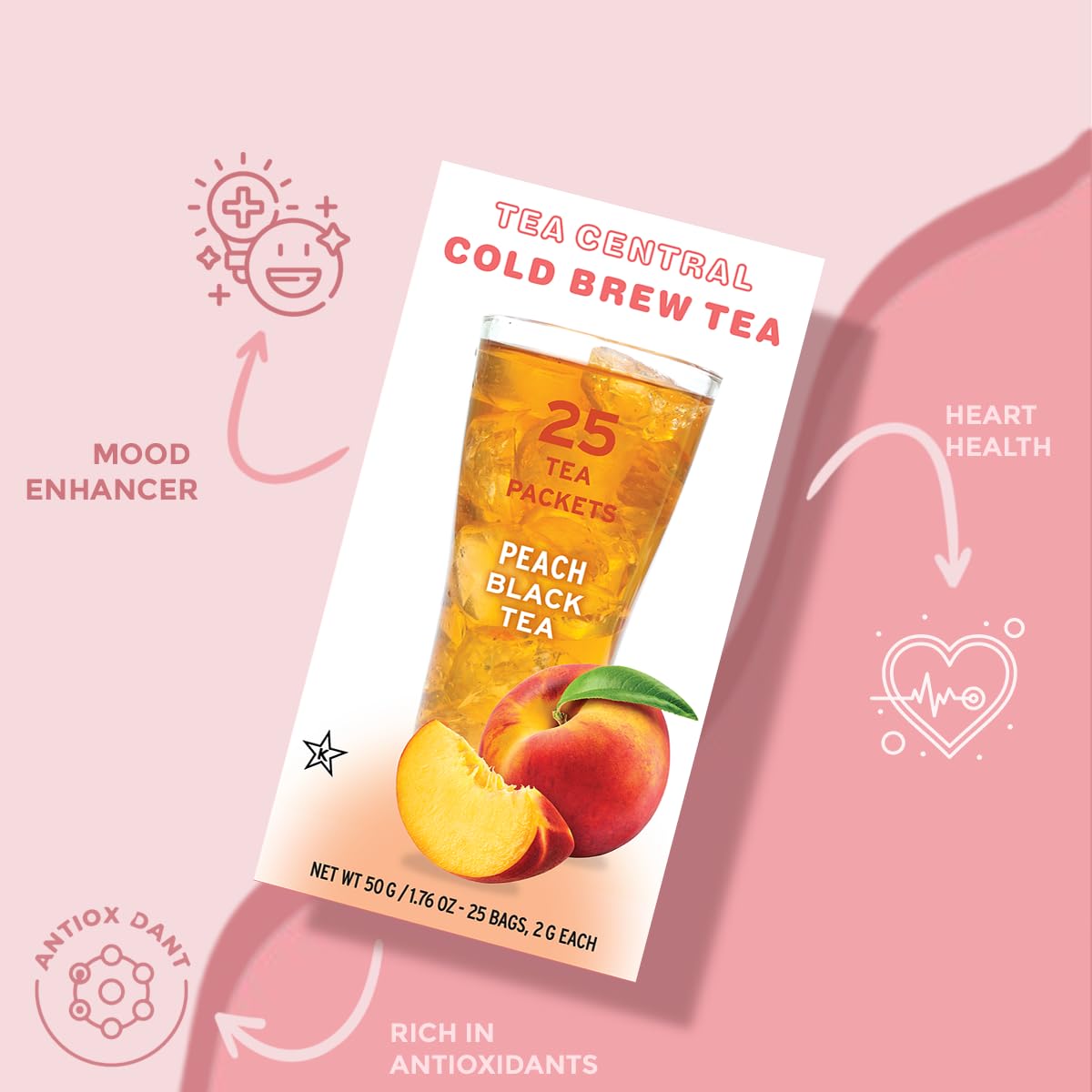 Life Plus Style Gourmet Tea Central Peach Black Tea Organic Ceylon Black Tea Refreshing Tea Beverages Natural Flavored Cold Brew