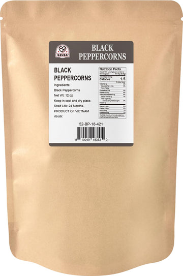 52Usa Black Peppercorns, 12Oz (Pack Of 1), Peppercorns For Grinder Refill, Gluten-Free, Kosher, Whole Peppercorns, All Natural B