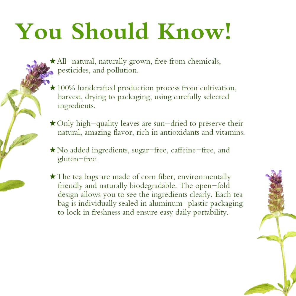 Soilmount Wild Organic Self-Heal Tea, Caffeine-Free Herbal Tea, 18 Tea Bags