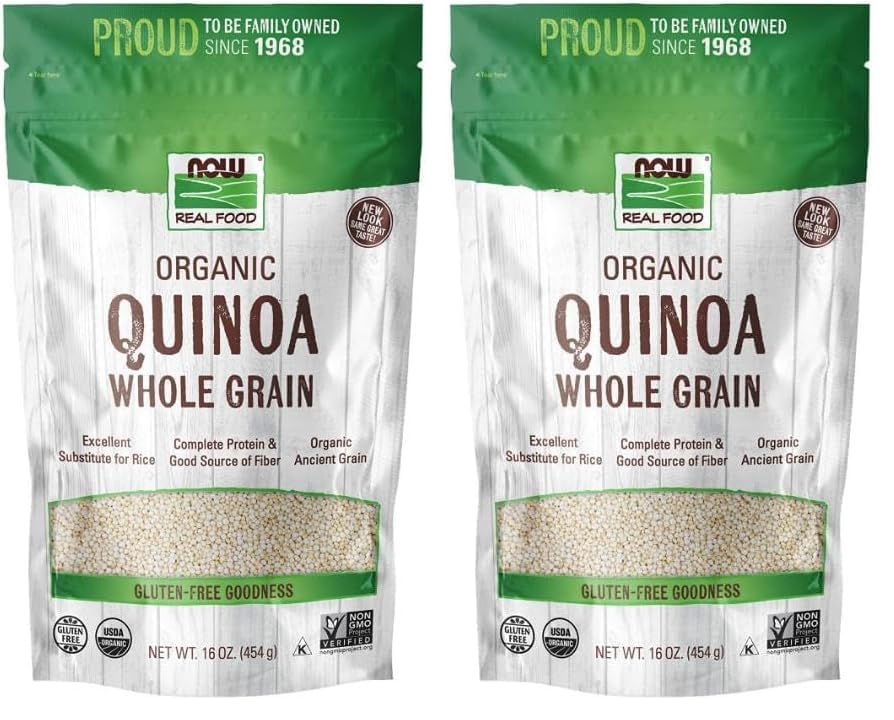 NOW Foods, Organic Quinoa Whole Grain, Gluten-Free, Ancient Grain, Source of Protein and Fiber, 16-Ounce (Packaging May Vary) (P