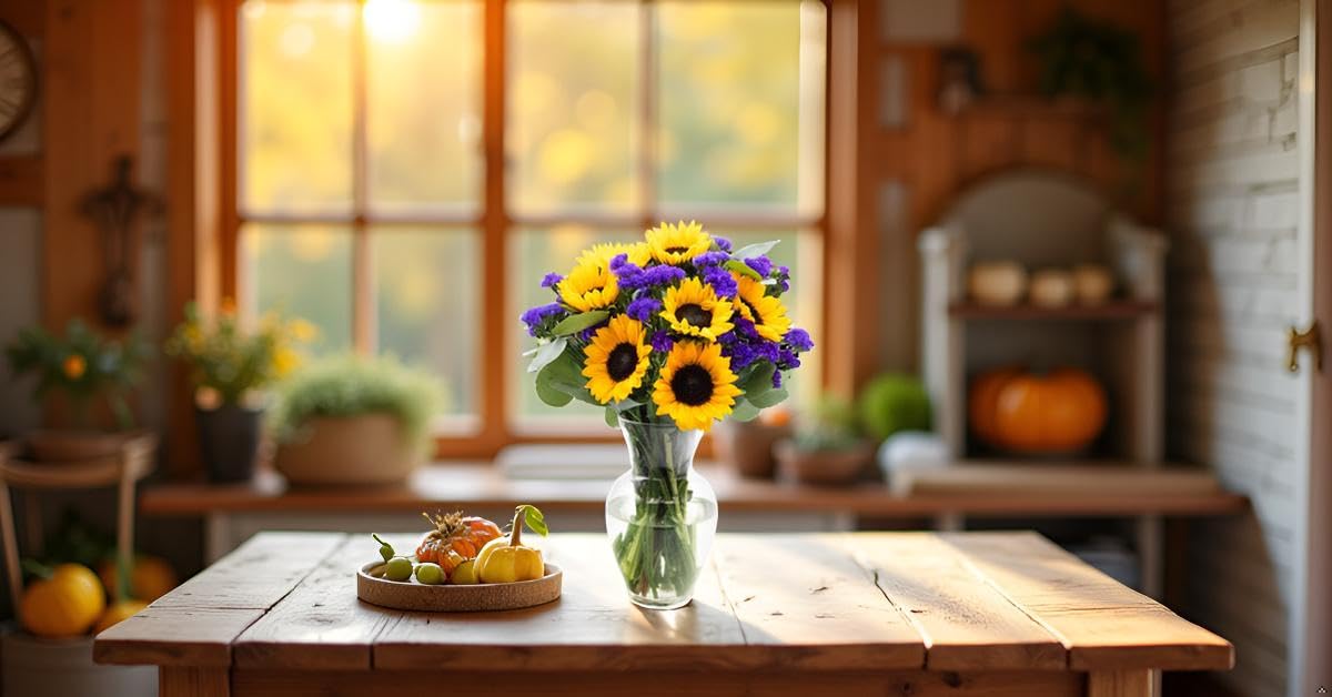 Stargazer Barn - Sunflower Fields Bouquet (Includes Glass Vase) - Fresh Flowers for Delivery - Gift for Anniversary, Birthday, C