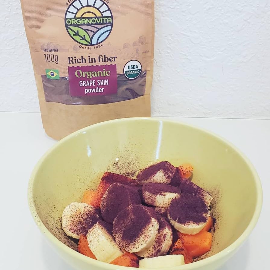 Organovita Organic Grape Skin Powder | Blend In Smoothies, Cakes | High Fiber Content, W/Cold-Pressed Natural Ingredients, Glute