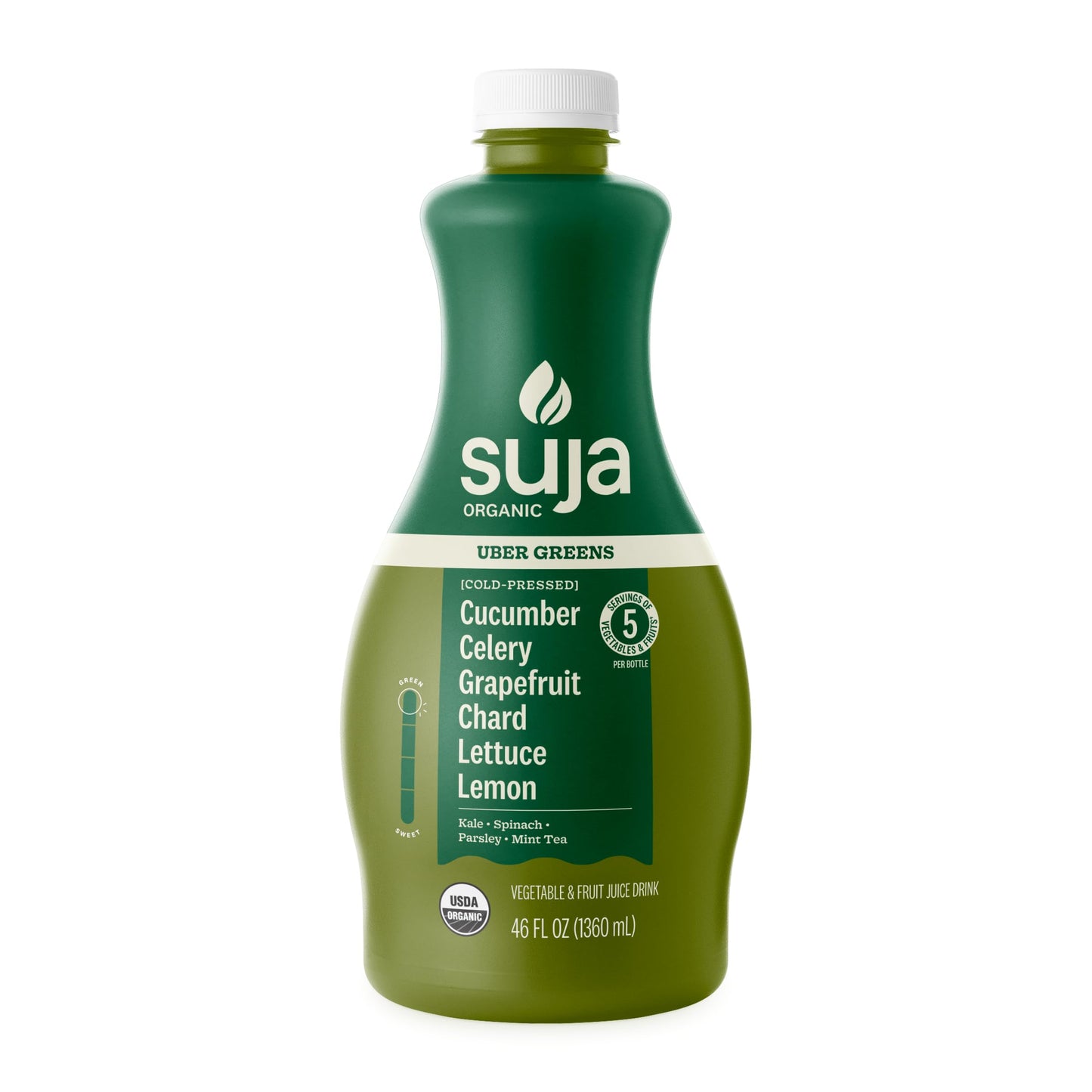 Suja Organic Cold-Pressed Uber Greens, Green Juice full of Leafy Green Cucumber, Celery, Chard, Lettuce, Kale & Grapefruit, Vega