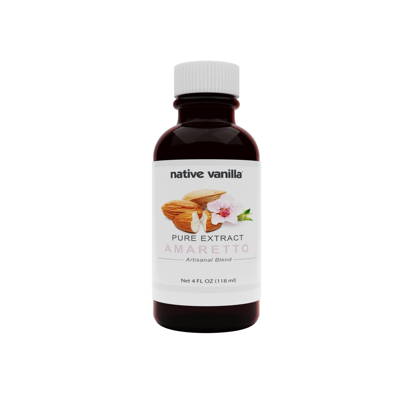 Native Vanilla Pure Amaretto Flavoring Extract - 4 Fl Oz - Ideal for Cooking, Baking, and Dessert Crafting