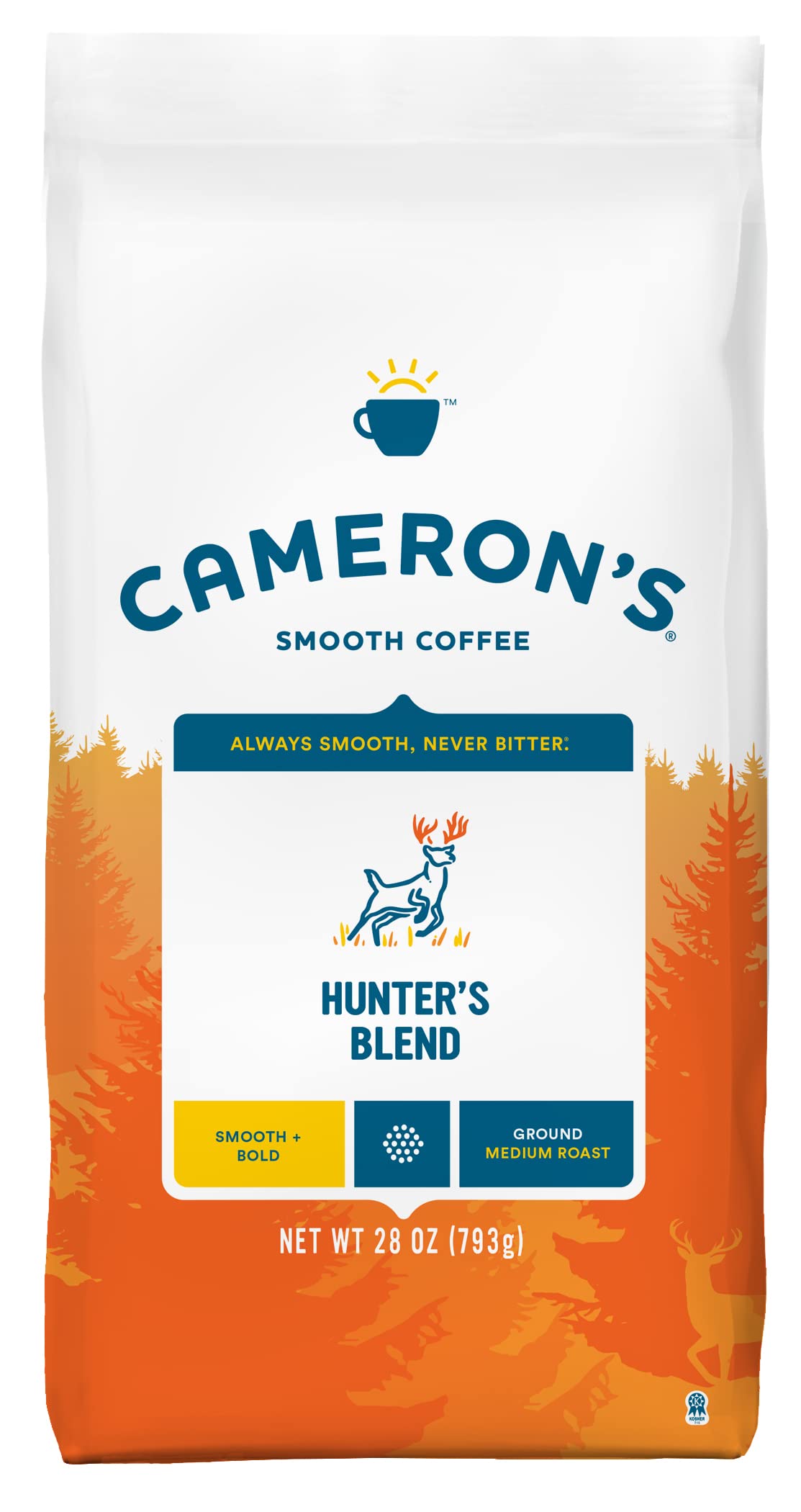 Camerons Coffee Hunters Blend Ground Coffee, Medium Roast, 28-Ounce Bag, Pack of 4, 100% Arabica, Brown