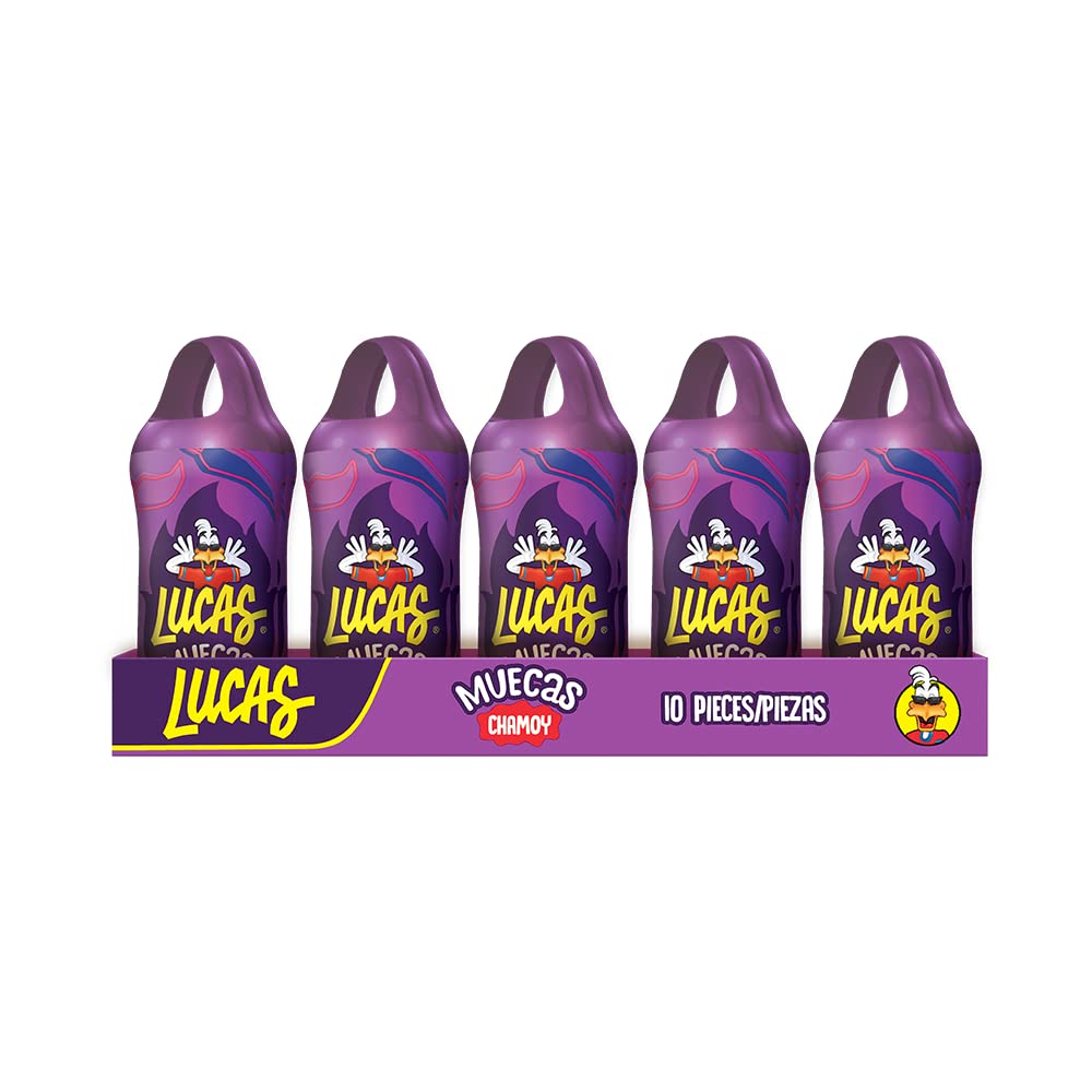 Lucas Muecas Lollipop Chamoy Flavor Candy, 0.96Oz - 10 Pieces Pack For Treats, Snack, Parties, Piñatas