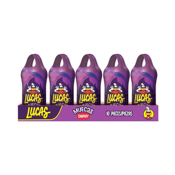 Lucas Muecas Lollipop Chamoy Flavor Candy, 0.96Oz - 10 Pieces Pack For Treats, Snack, Parties, Piñatas