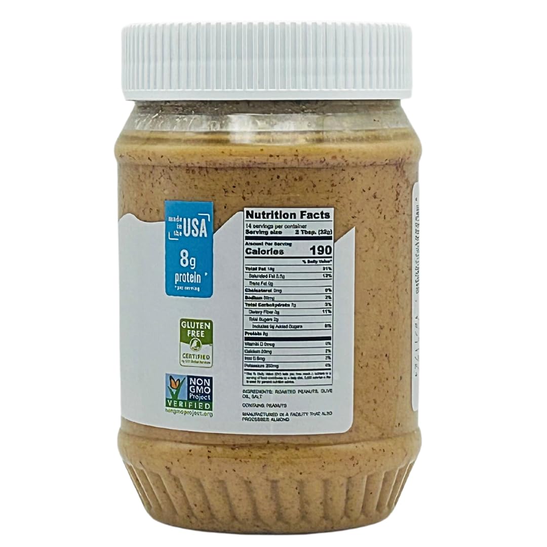 Natural Way Peanut Butter, Original, (2) 16 Ounce Jars - Made With Olive Oil, No Hydrogenated Oils, Non-Gmo, Gluten Free