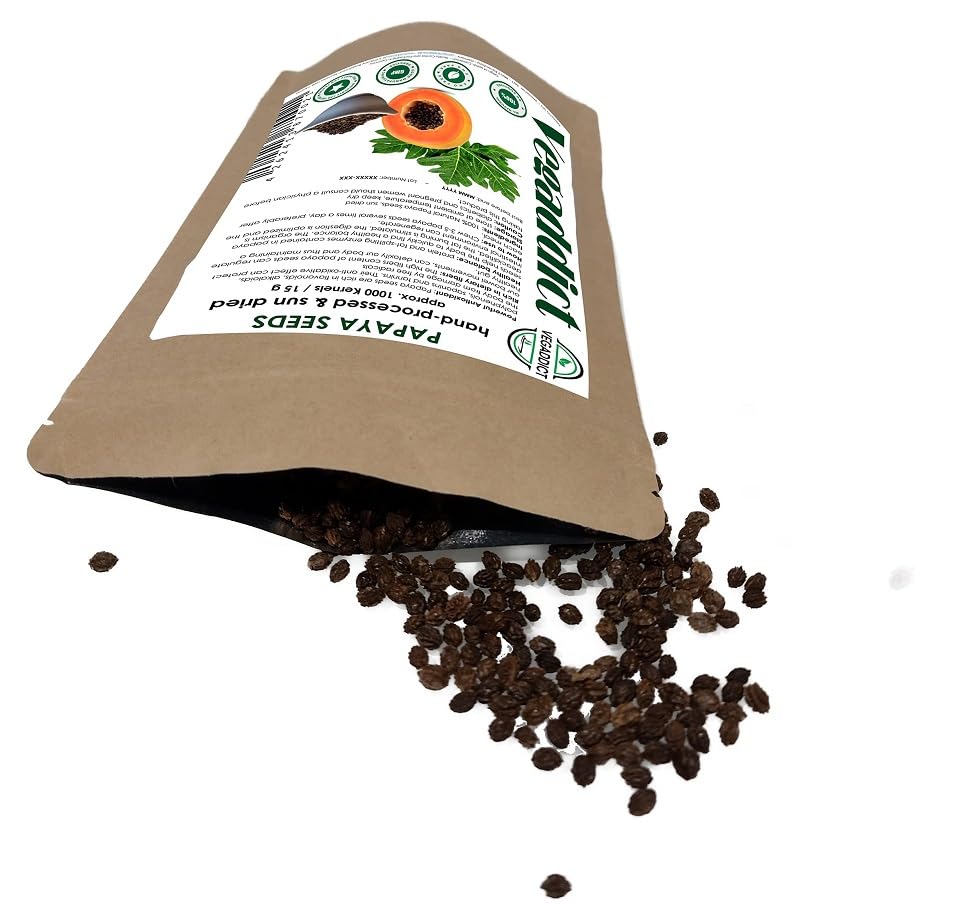 100% Natural Sun Dried Papaya Seeds | High Papaya Enzyme (Papain) Content | No Additives | Vegan | Laboratory Tested | Gluten &