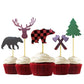 Alissar 30-Pack Lumberjack Cupcake Toppers, Buffalo Plaid Baby Bear Tree Cupcake Topper For Campfire Lumberjack Party Supplies B