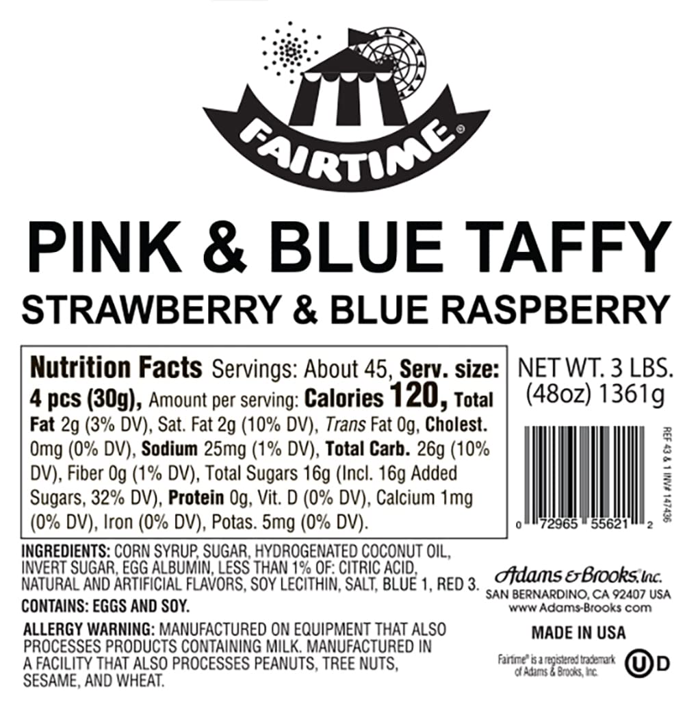 Fairtime Adams & Brooks Taffy Gender Reveal Candy, Gender Reveal Taffy Pink and Blue Candy for Candy Buffets, Bulk Candy, Pinata
