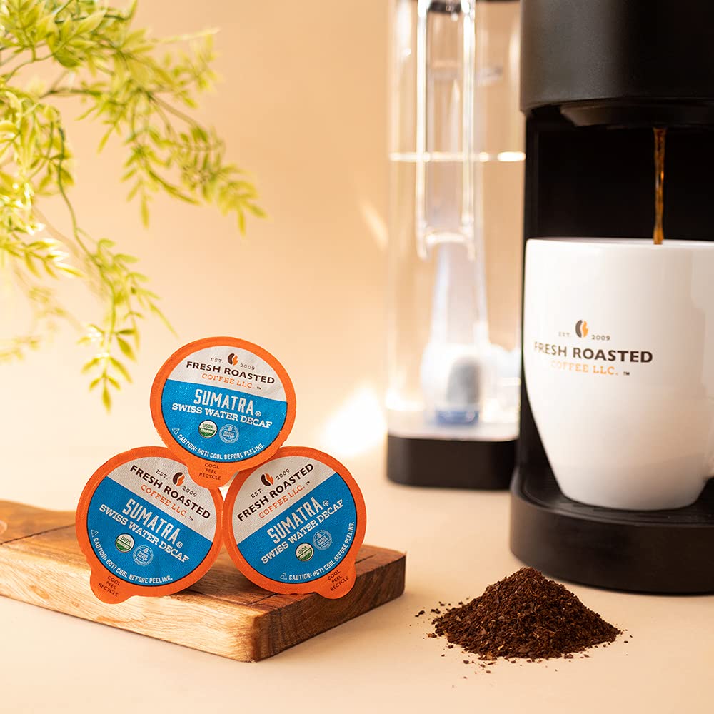Fresh Roasted Coffee,100% Organic Sumatra Water-Processed Decaf | Single Origin | Medium Roast | Rfa Kosher | K-Cup Compatible |