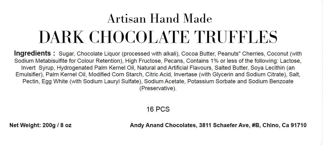 Andy Anand Luxurious Dark Chocolate Truffles Gift Box, 24 Pieces, Handmade Gourmet Flavors - Perfect For Indulgence And Gifting