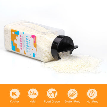 White Nonpareils Sprinkles, Food Grade 1.54 Lb Bulk, Sujoygar, White Sprinkles For Cake Decorating, Cupcake, Ice Cream, Chocolat