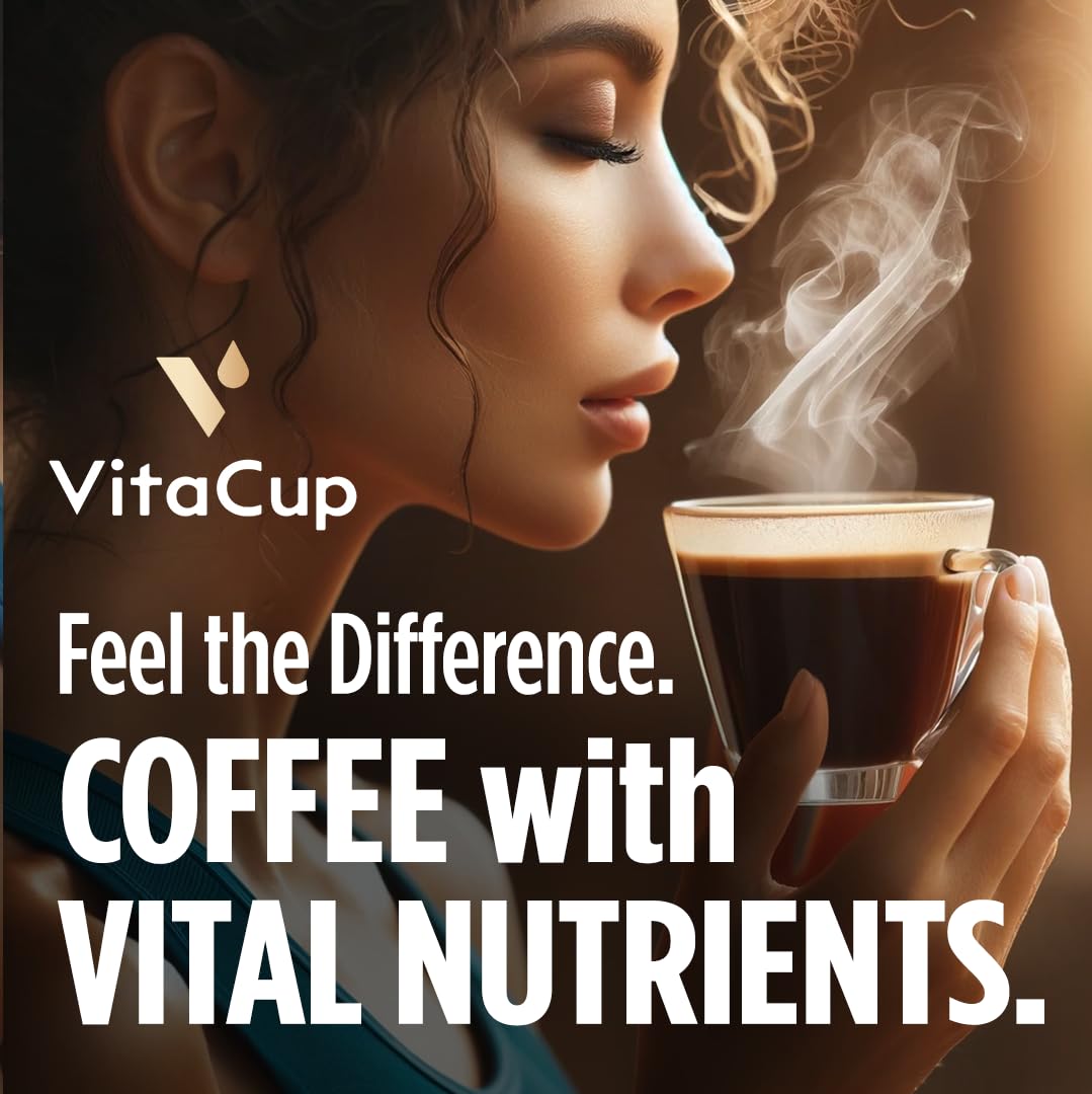 VitaCup Mineral Coffee Pods, Organic Medium Dark Roast, 16 Count, Compatible with Keurig K-Cup malt-inspired