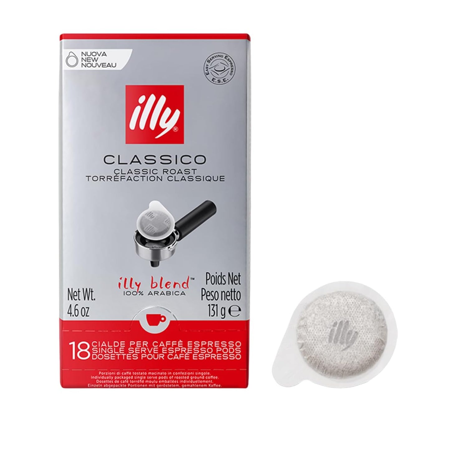 Illy E.S.E. Coffee - Single-Serve Coffee Pods - Classico Medium Roast - Notes Of Chocolate & Caramel - For E.S.E Coffee Machines