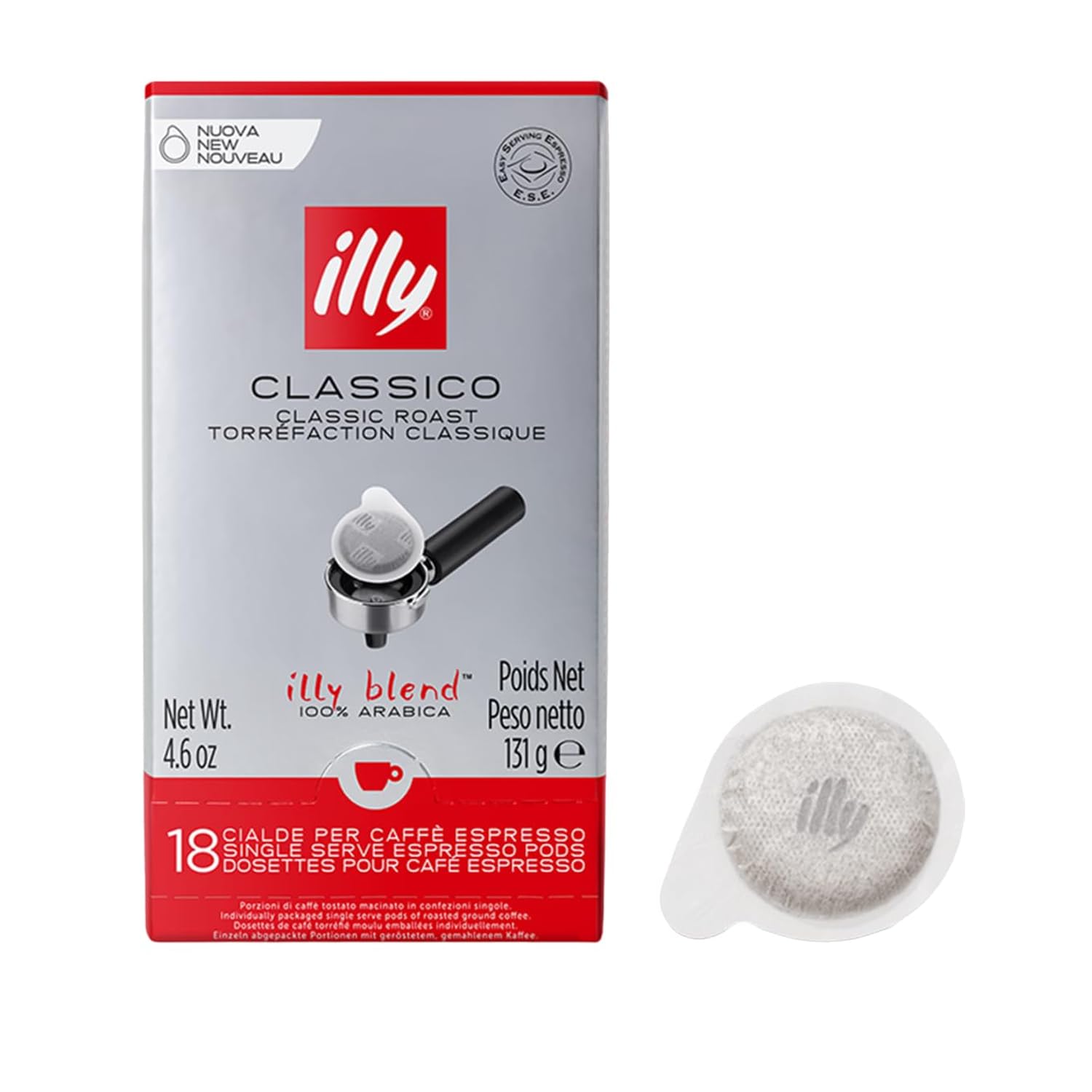 Illy E.S.E. Coffee - Single-Serve Coffee Pods - Classico Medium Roast - Notes Of Chocolate & Caramel - For E.S.E Coffee Machines