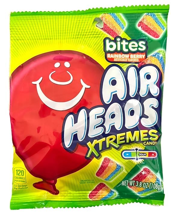 Airheads Candy Xtremes Bites | Sweetly Sour, Rainbow Berry, Non Melting, Great For Holiday, Party, Concessions (3.8 Oz) 3 Bags |