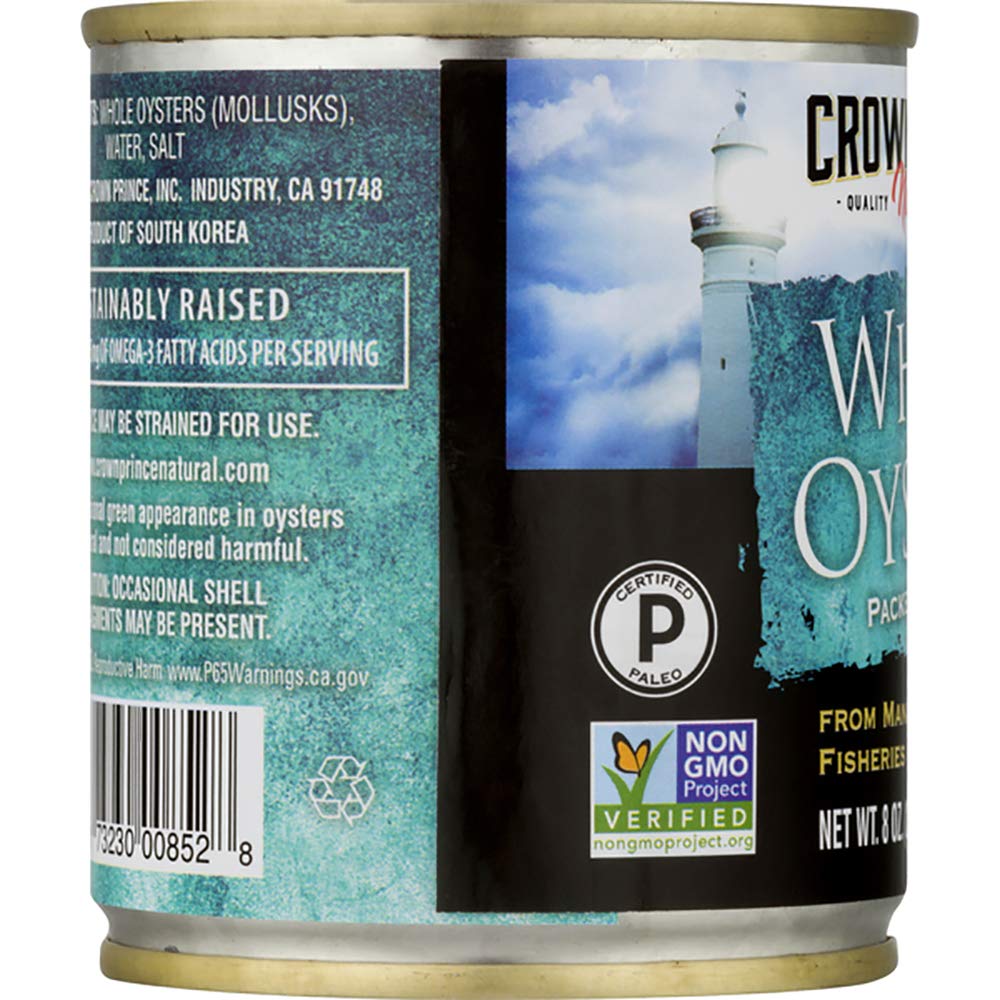 Crown Prince Natural Whole Boiled Oysters, 8-Ounce Cans (Pack Of 12)